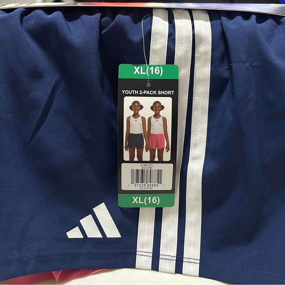adidas Kids Navy and Pink Shorts